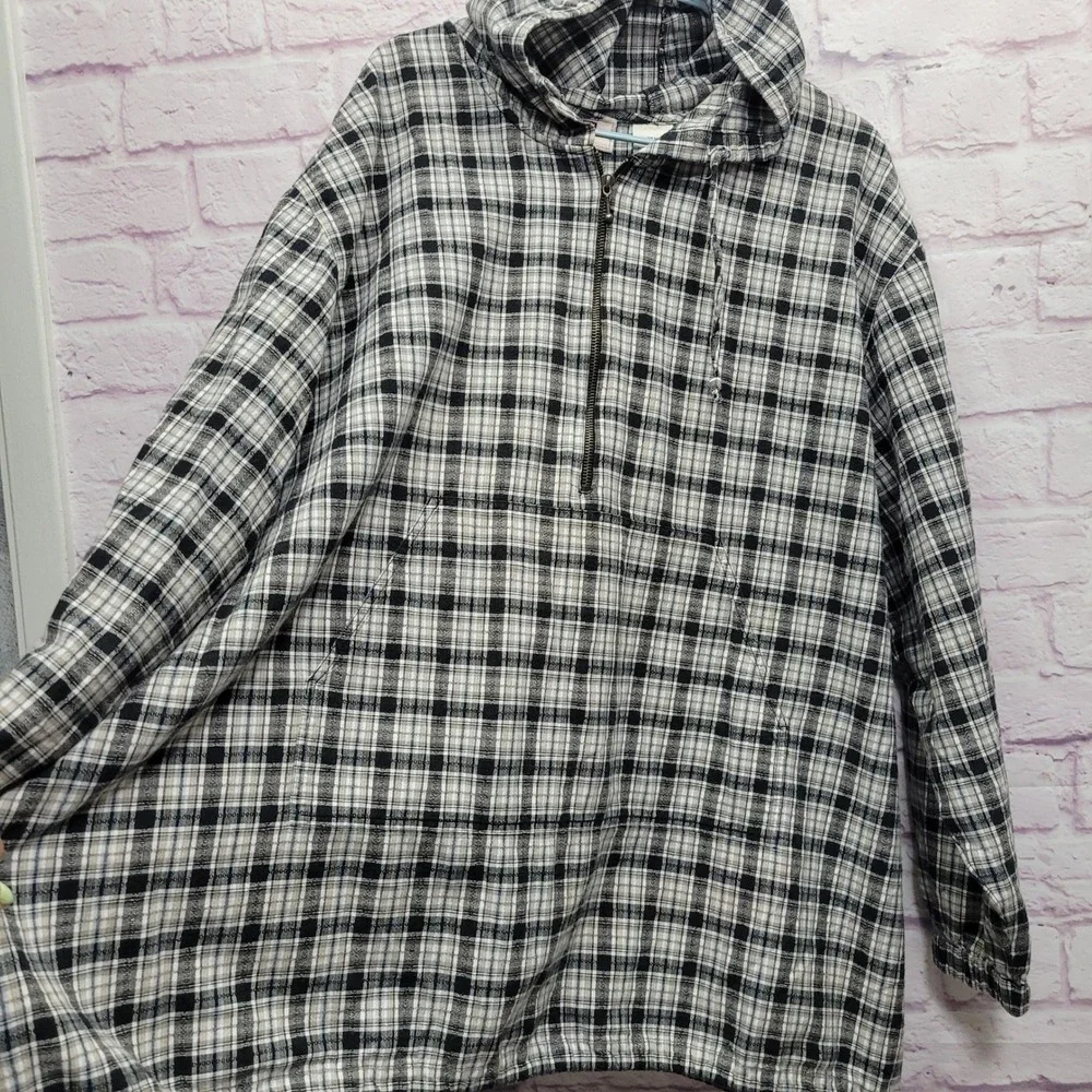 Faded Glory Plaid Hoodie Womens 26W/28W Pullover‎ Lightweight Grunge Y2K Skater